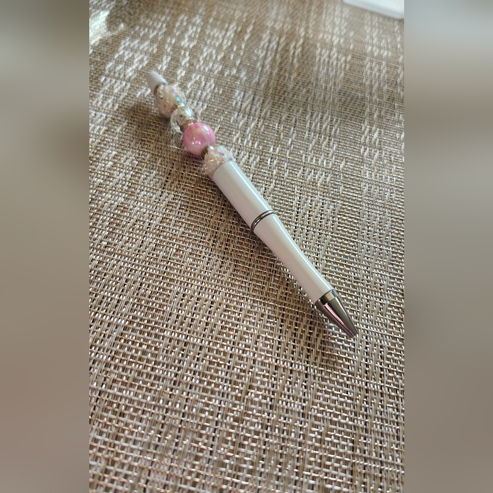 Hand Crafted Pink and White Pen